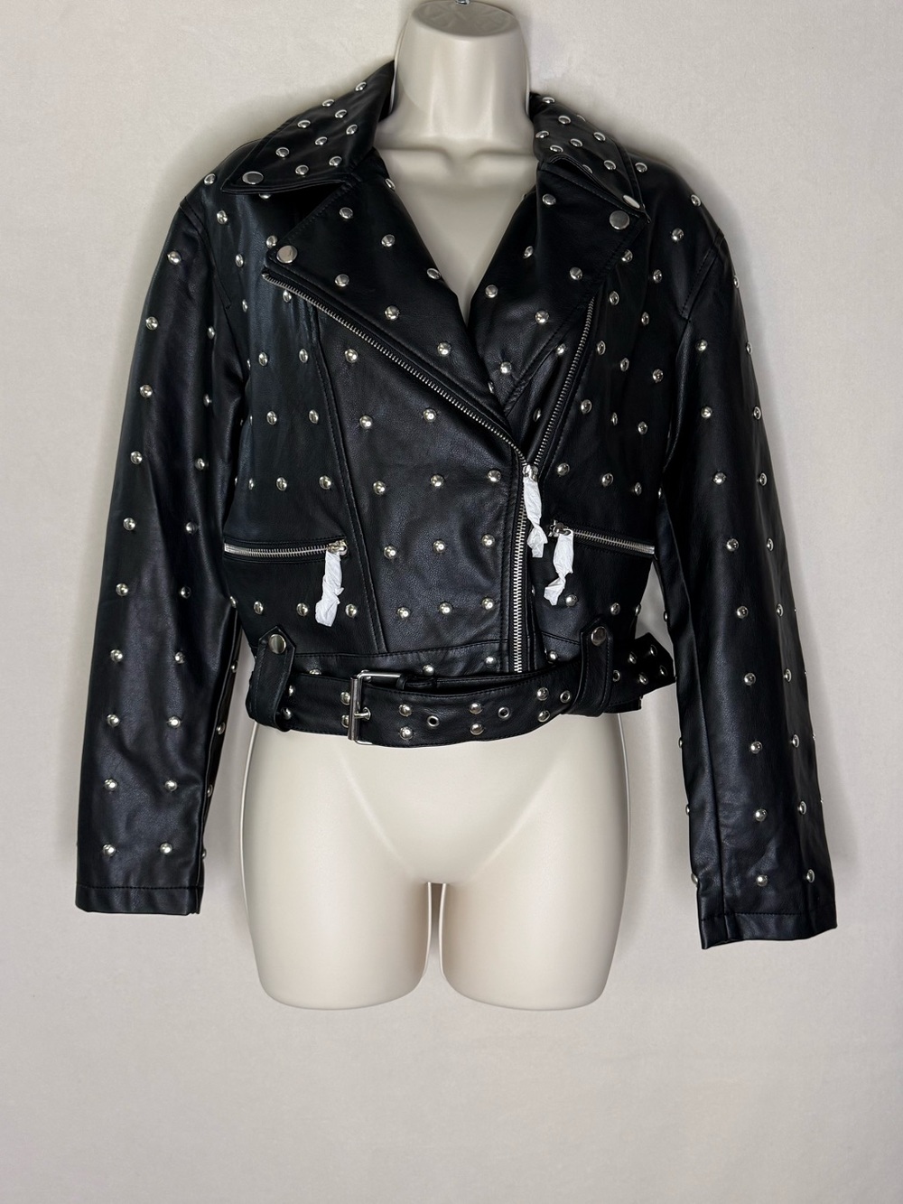 Forever 21 Black Studded Faux Leather Moto Jacket